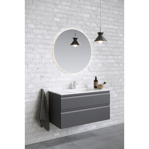 Тумба подвесная с раковиной-столешницей Aquatek 100 см AQ77100-MG, серый матовый - фото 4