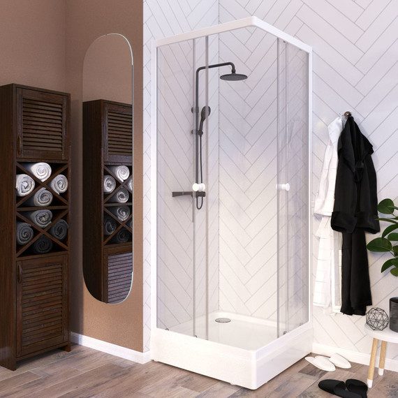 Душевое ограждение Радомир Берген SQ 80x80 см, белый/прозрачное - фото 