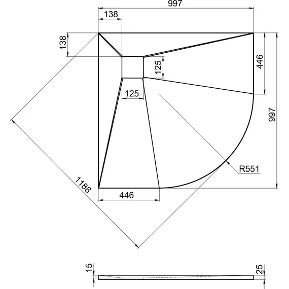 Каменный поддон Bas Essentia 100x100 см (полукруглый) - фото 3