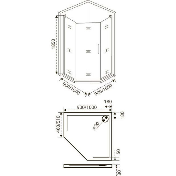 Душевое ограждение Bas Fantasy PNT-100-C-CH 100x100 см, хром/прозрачное - фото 3