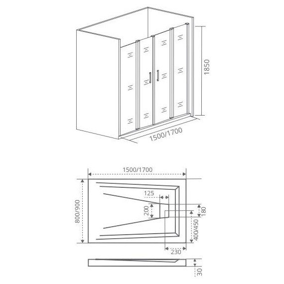 Душевая дверь Bas Infinity WTW-TD-160-C-CH 160 см, хром/прозрачное - фото 2