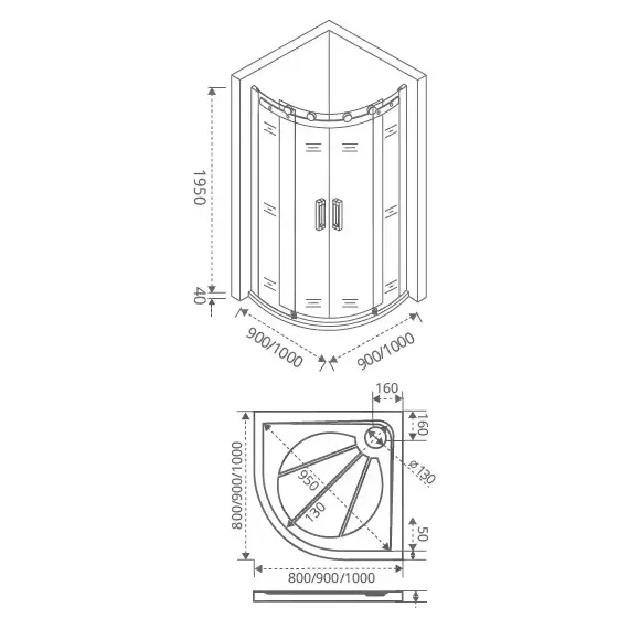 Душевое ограждение Bas Galaxy R-TD-100-C-B 100x100 см, чёрный/прозрачное - фото 4