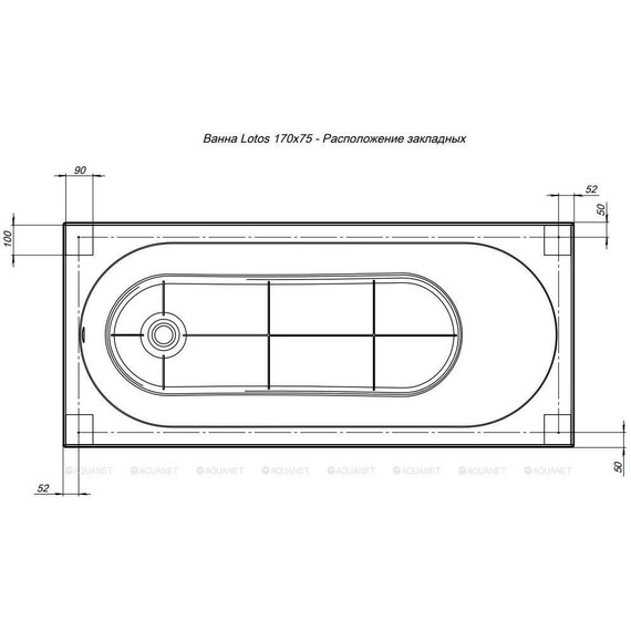 Ванна акриловая Aquanet Lotos 170х75 см 311882 (в комплекте каркас) - фото 19