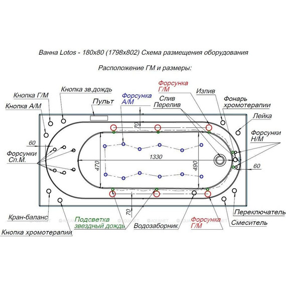 Ванна акриловая Aquanet Lotos 180х80 см 332845 (в комплекте каркас) - фото 18