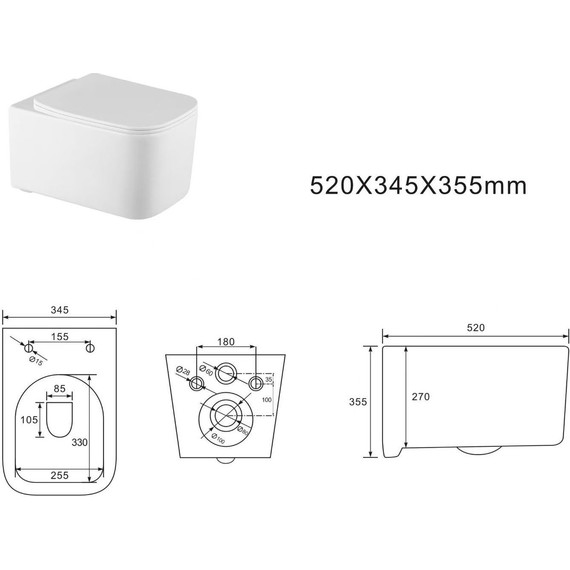 Унитаз подвесной безободковый Aquatek Квадро AQ1515T-00 с тонкой крышкой микролифт (система смыва Торнадо) - фото 3