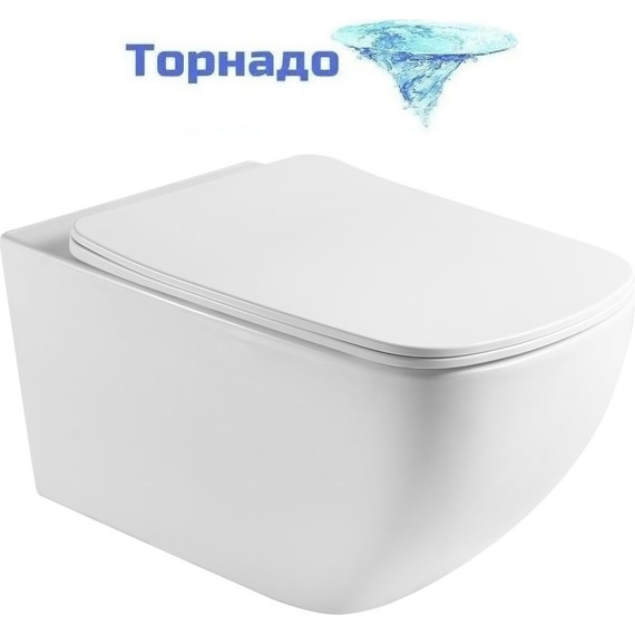 Унитаз подвесной безободковый Aquatek Медея AQ1537T-00 с тонкой крышкой микролифт (система смыва Торнадо) - фото 