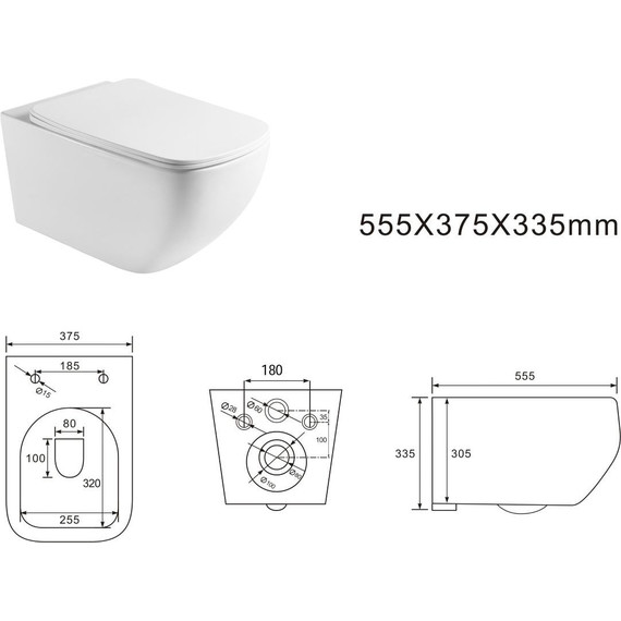 Унитаз подвесной безободковый Aquatek Медея AQ1537T-00 с тонкой крышкой микролифт (система смыва Торнадо) - фото 3