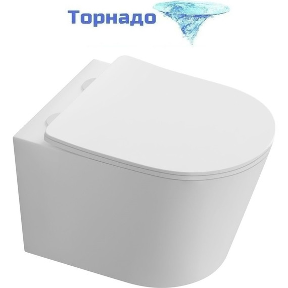Унитаз подвесной безободковый Aquatek Таурус AQ1580T-00 с тонкой крышкой микролифт (система смыва Торнадо) - фото 