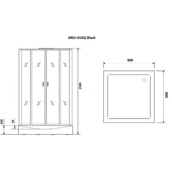 Гидробокс Niagara 90x90 см 69010134GQBLACK, чёрный/тонированное - фото 3