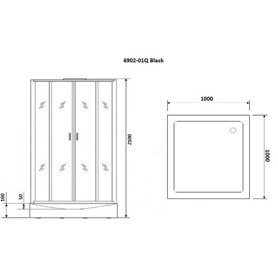 Душевая кабина Niagara 100x100 см 69020134QBLACK, чёрный/тонированное - фото 3