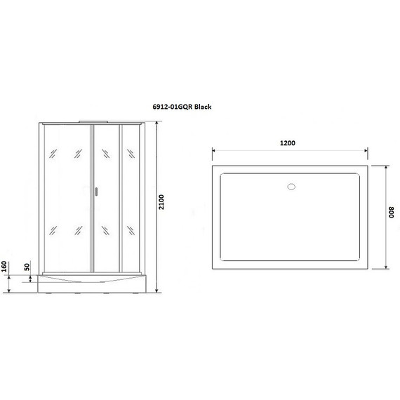 Гидробокс Niagara 120x80 см 69120134GQRBLACK, чёрный/тонированное - фото 3