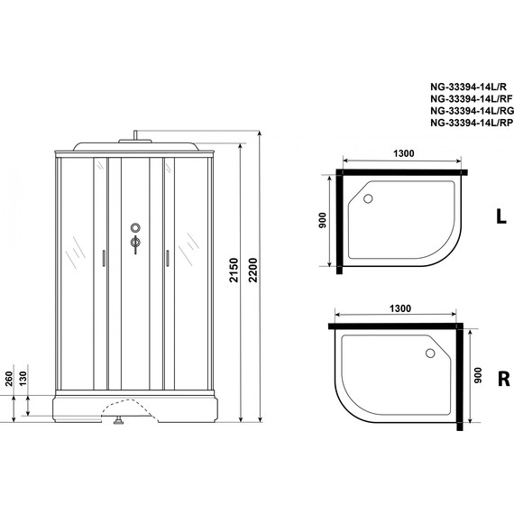 Душевая кабина Niagara 130x90 см 333944R, серебро/матовое - фото 16