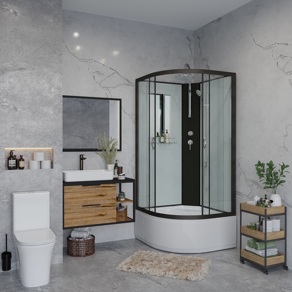 Душевая кабина Niagara 80x80 см NG-6707-14BKT, чёрный/прозрачное - фото 3