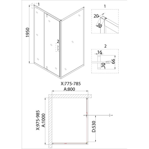 Душевое ограждение Niagara Nova 100x80 см NG-63-10A-A80, хром/прозрачное - фото 5