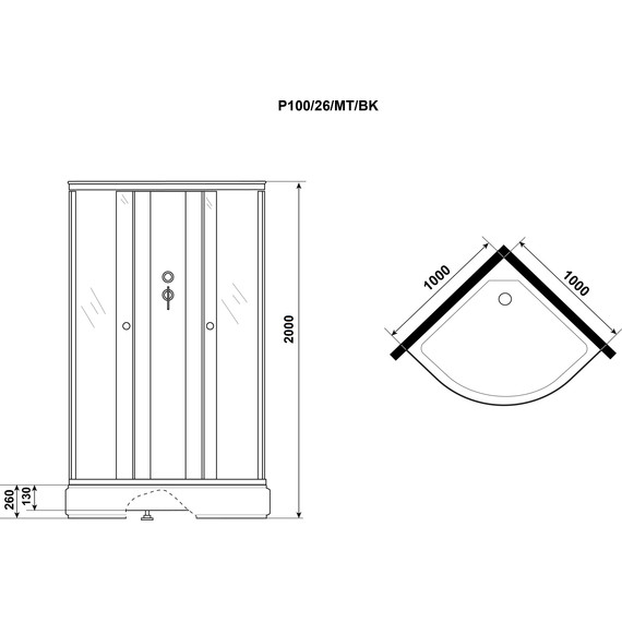 Душевая кабина Niagara 100x100 см P100/26/MT/BK, белый/матовое - фото 11