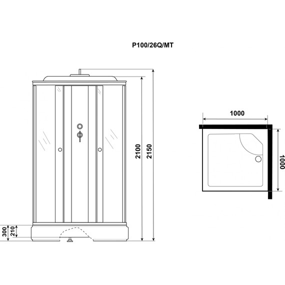 Душевая кабина Niagara 100x100 см P100/26Q/MT, белый/матовое - фото 12