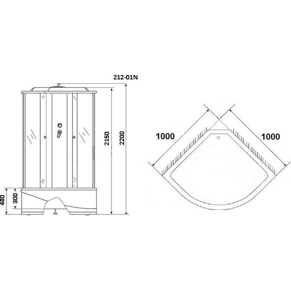 Гидробокс Niagara 100x100 см 2120134N, чёрный/тонированное - фото 2