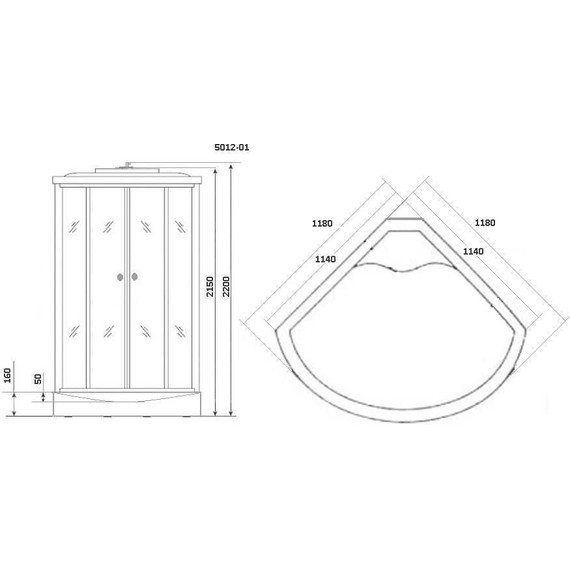 Гидробокс Niagara 120x120 см 50120134, серебро/тонированное - фото 2