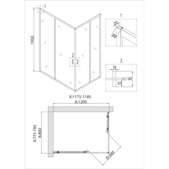 Душевое ограждение Niagara Nova 120x80 см 661008111, хром/прозрачное - фото 6
