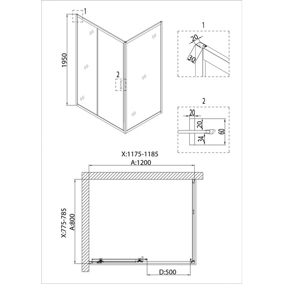 Душевое ограждение Niagara Nova 120x80 см 661208123, хром/прозрачное - фото 7