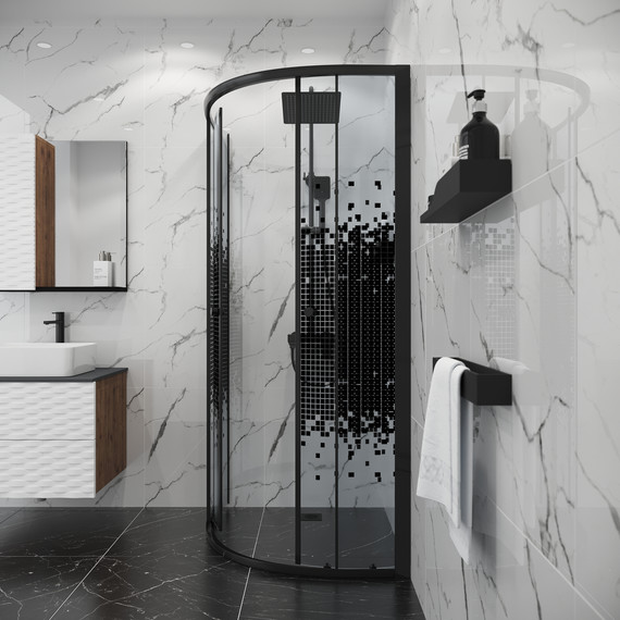 Душевое ограждение Niagara Eco 80x80 см NG-1003-14BLACK, чёрный матовый/мозаика - фото 4