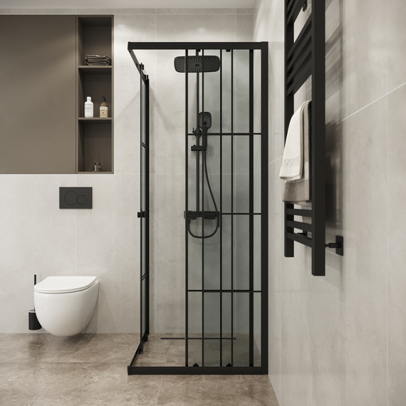 Душевое ограждение Niagara Eco 80x80 см NG-1008-14QKL, чёрный матовый/прозрачное - фото 4