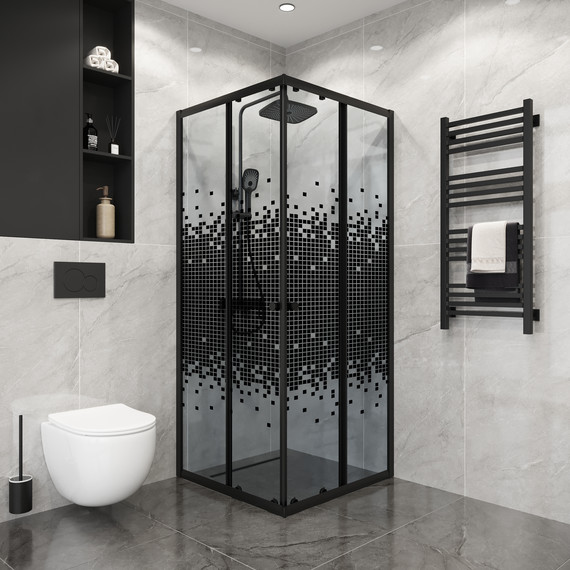 Душевое ограждение Niagara Eco 90x90 см NG-1009-14QBLACK, чёрный матовый/матовое - фото 