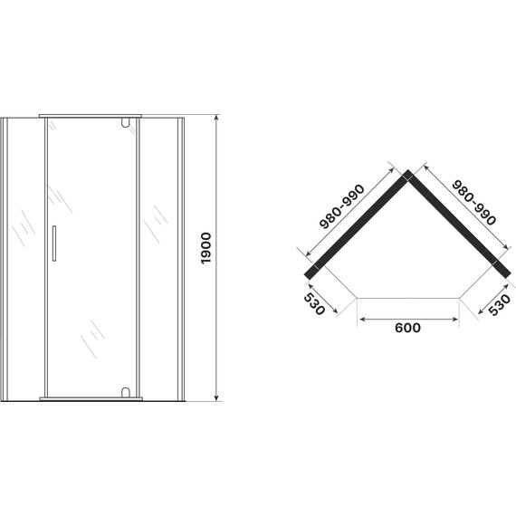 Душевое ограждение Niagara Eco 100x100 см NG-1010-14DT, чёрный матовый/тонированное - фото 5