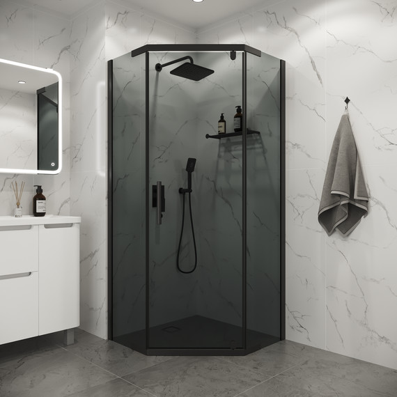 Душевое ограждение Niagara Eco 100x100 см NG-1010-14DT, чёрный матовый/тонированное - фото 
