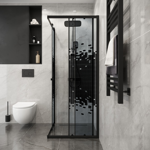 Душевое ограждение Niagara Eco 100x100 см NG-1010-14QBLACK, чёрный матовый/мозаика - фото 4