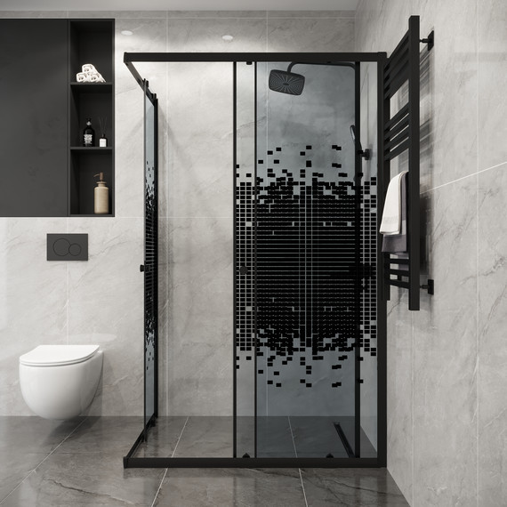 Душевое ограждение Niagara Eco 115x80 см NG-1012-14QBLACK, чёрный матовый/мозаика - фото 4