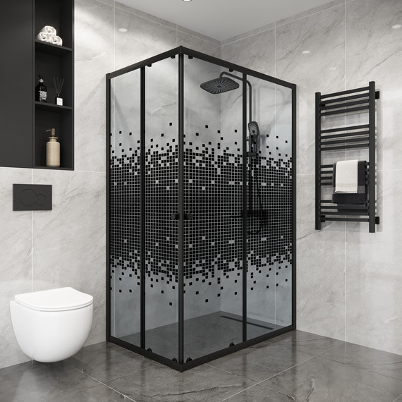 Душевое ограждение Niagara Eco 100x80 см NG-1018-14QBLACK, чёрный матовый/мозаика - фото 