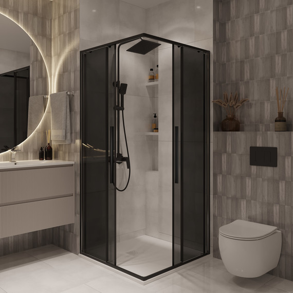 Душевое ограждение Niagara Nova 90x90 см NG-2823-34BLACK, чёрный матовый/тонированное - фото 