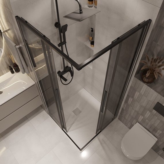 Душевое ограждение Niagara Nova 100x100 см NG-2824-34BLACK, чёрный матовый/тонированное - фото 5