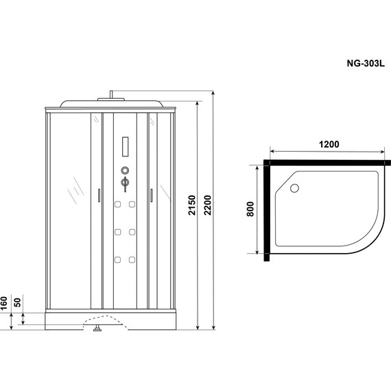 Гидробокс Niagara 120x80 см 3030164L, хром/матовое - фото 10
