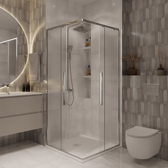 Душевое ограждение Niagara Nova 90x90 см NG-3623-34, хром/шиншилла - фото 