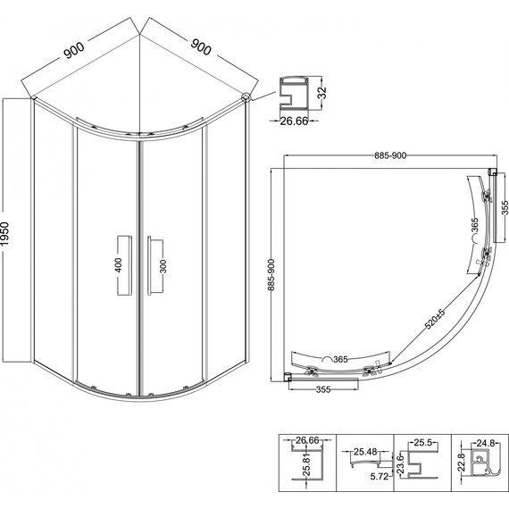 Душевое ограждение Niagara Nova 90x90 см NG-3626-34, хром/шиншилла - фото 10