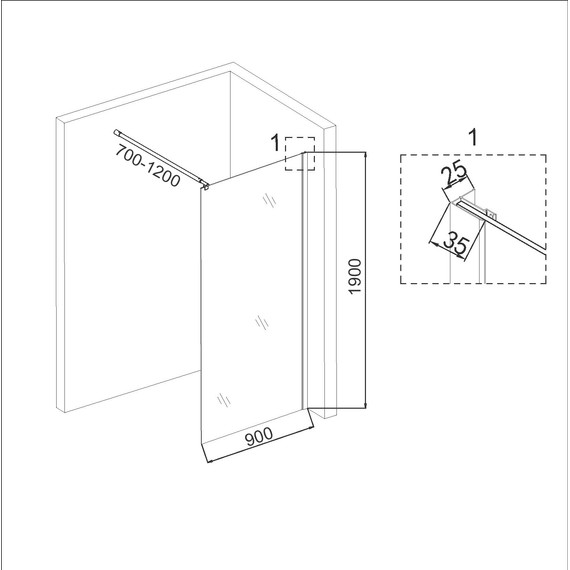 Душевая перегородка Niagara Eco 90 см NG-551-90BLACK, чёрный матовый/прозрачное - фото 5