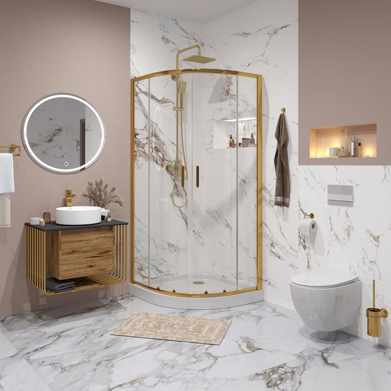 Душевое ограждение Niagara Nova 90x90 см 64060811GOLD, желтое золото/прозрачное - фото 