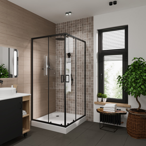 Душевое ограждение Niagara Nova 80x80 см 68880811BLACK, чёрный/прозрачное - фото 