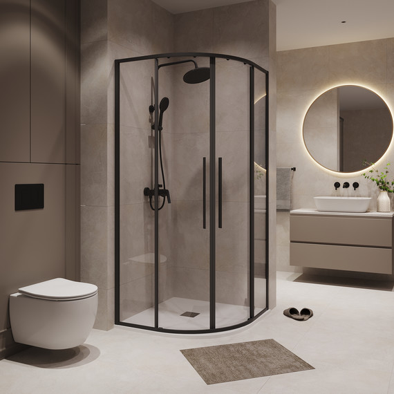 Душевое ограждение Niagara Nova 100x100 см NG-6827-34BLACK, чёрный матовый/прозрачное - фото 3