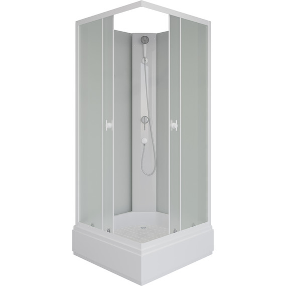 Душевая кабина Niagara 80x80 см P80/26Q/MT/BK со средним поддоном 26 см, профиль белый, стекло матовое - фото 2