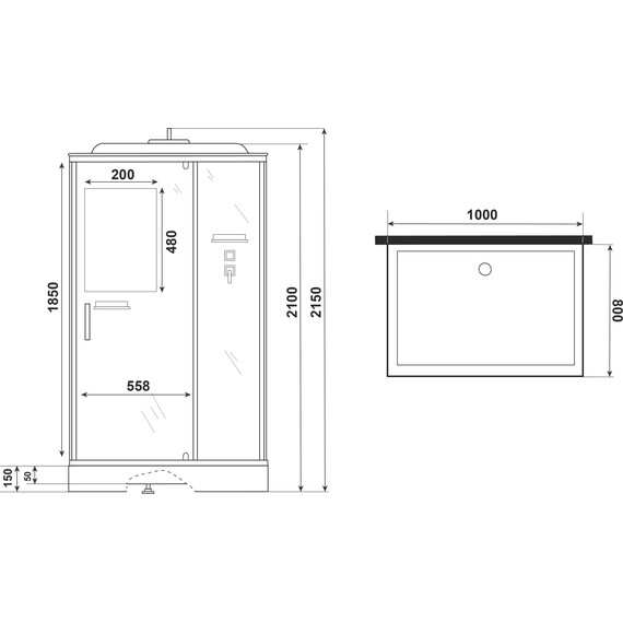Душевая кабина Niagara 100x80 см ST100/80/15Q, белый/прозрачное - фото 10