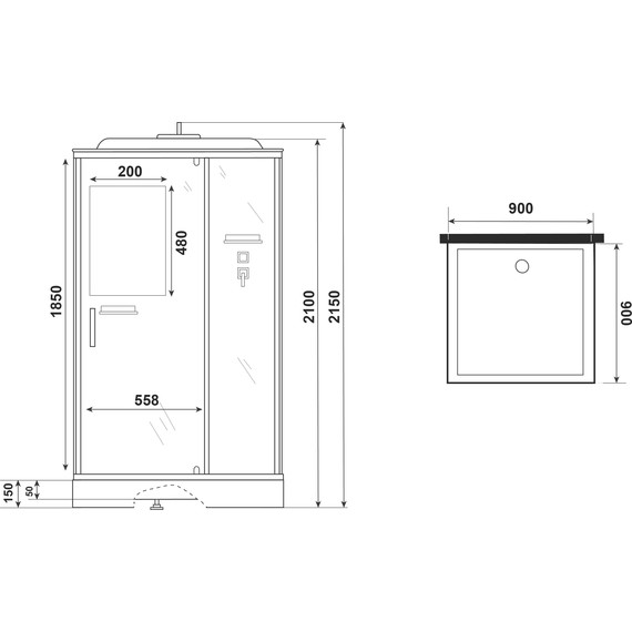 Душевая кабина Niagara 90x90 см ST90/15Q, белый/прозрачное - фото 11