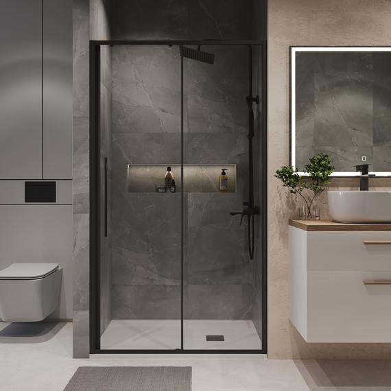 Душевая дверь Niagara Nova 140 см NG-84-14AB, чёрный матовый/прозрачное - фото 4