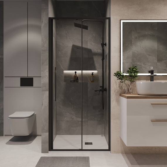 Душевая дверь Niagara Nova 100 см NG-84-10AB, чёрный матовый/прозрачное - фото 4