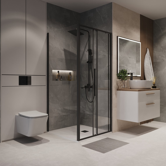 Душевое ограждение Niagara Nova 90x90 см NG-84-9AB-A90B-34, чёрный матовый/прозрачное - фото 3