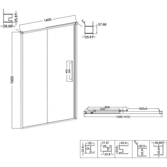 Душевая дверь Niagara Nova 140 см NG-85-14TB, чёрный матовый/тонированное - фото 11