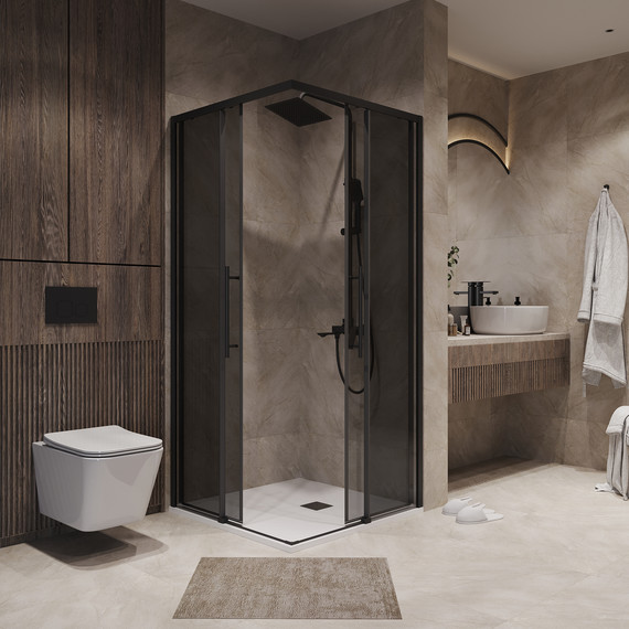 Душевое ограждение Niagara Nova 80x80 см NG-2828-34BLACK, чёрный матовый/тонированное - фото 3