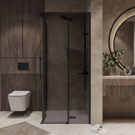 Душевое ограждение Niagara Nova 80x80 см NG-2828-34BLACK, чёрный матовый/тонированное - фото 4